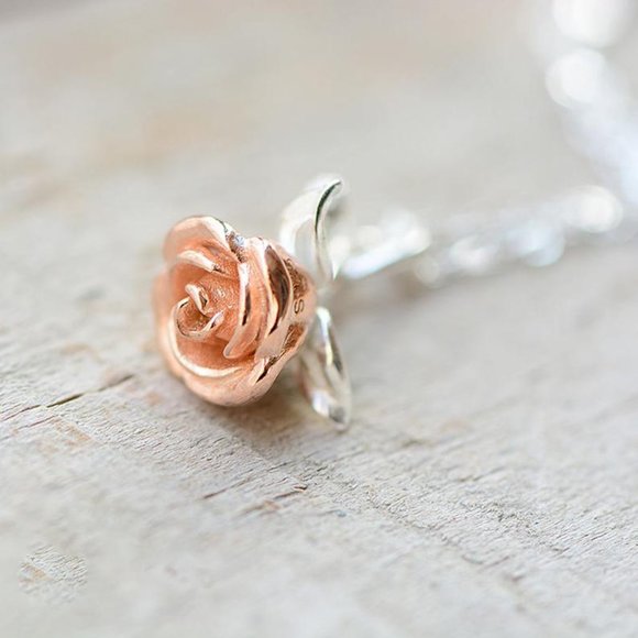 Rose Flower Earrings Rose Gold Flower Earrings Lovers Valentines day gift Her - Picture 6 of 12